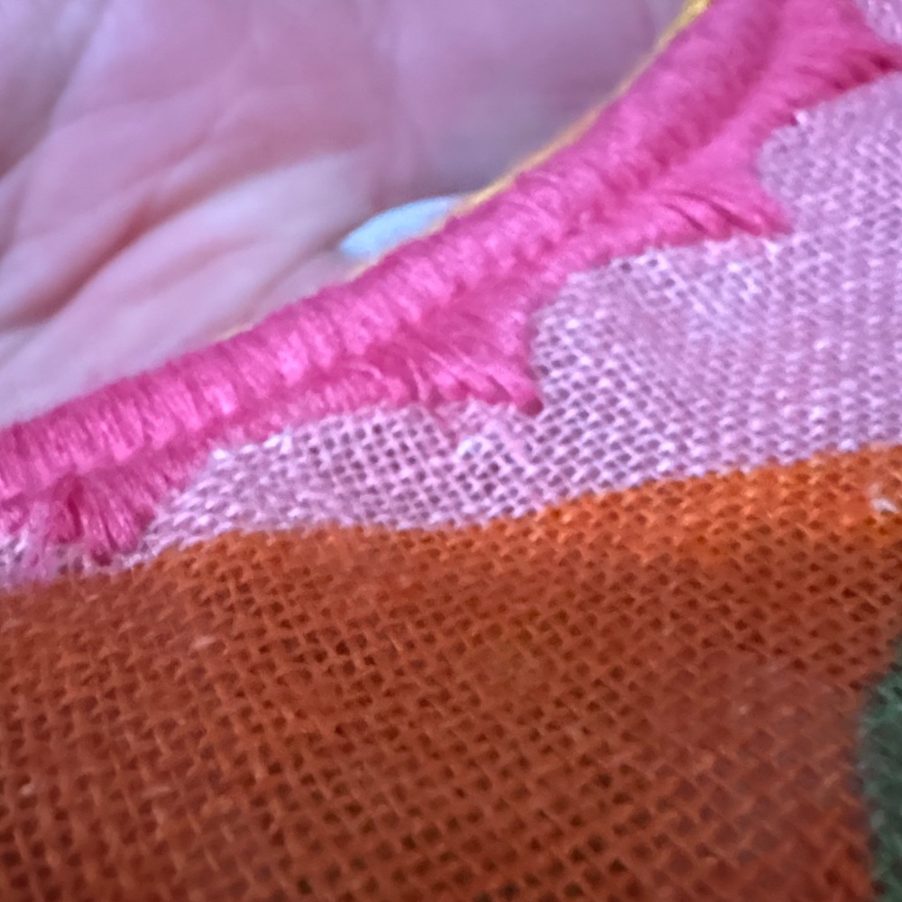 Pin-Up Stars Linen Maxi Dress-Sz S-Flutter Sleeve-Pink/Orange/Green-Sexy V Neck - Picture 15 of 17